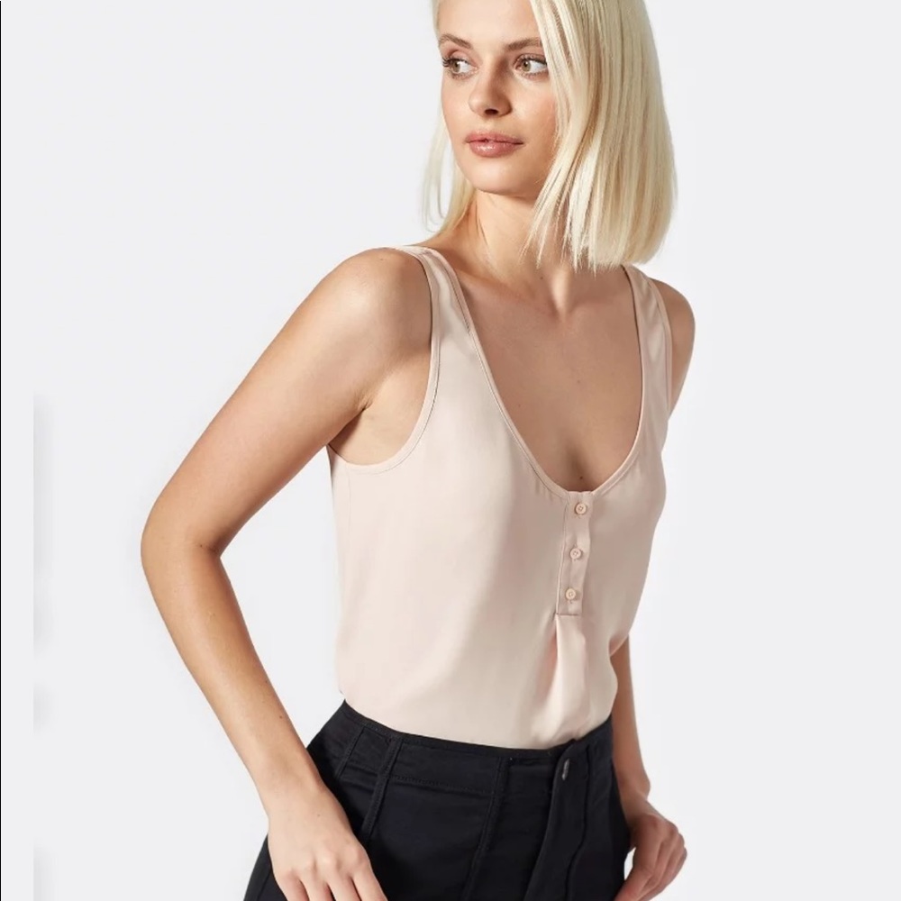 NWT Joie Caelen Pink Sky Henley Silk Top Blouse M